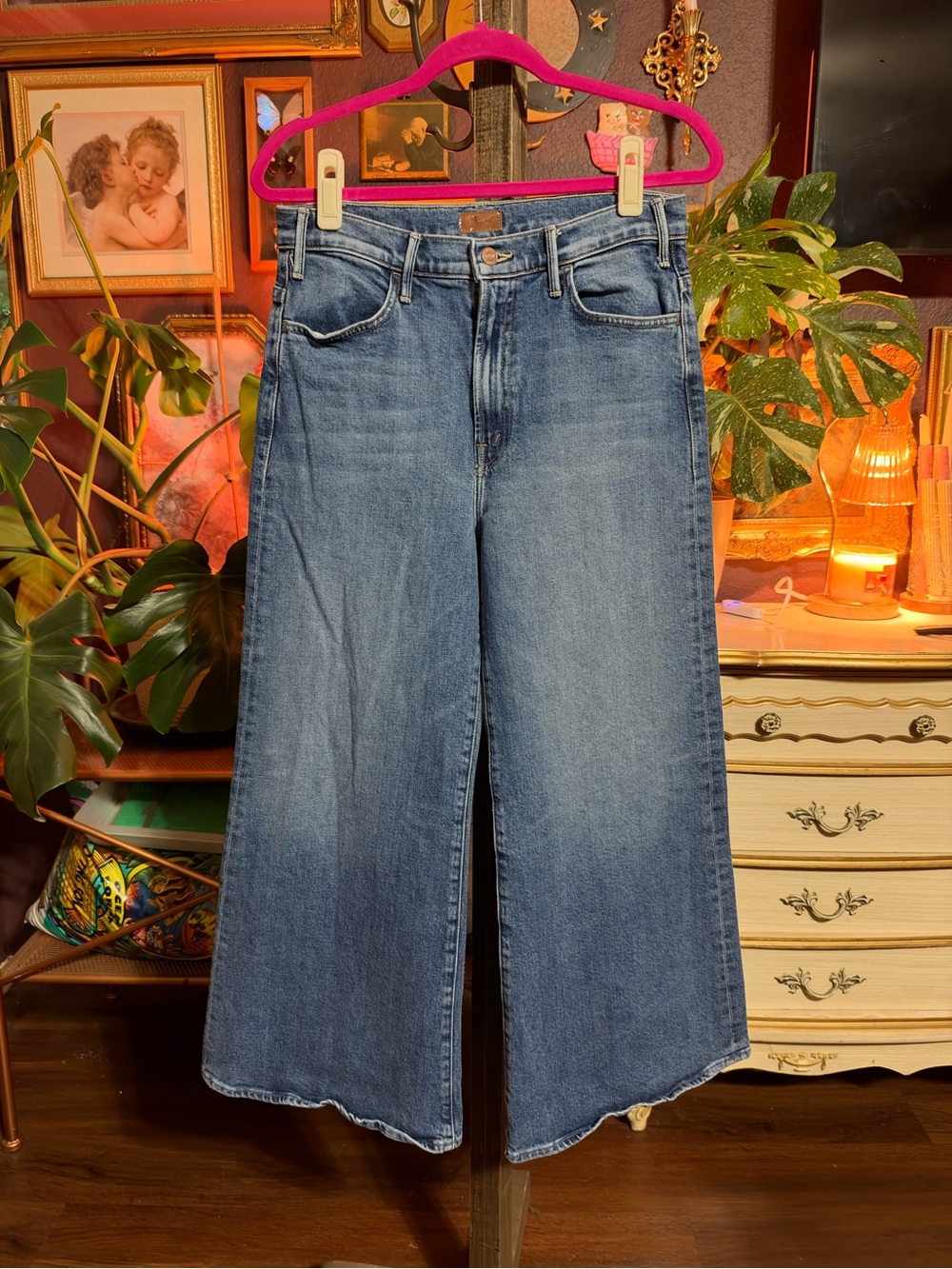 MOTHER The Hustler Roller Ankle High-Rise Wide-Leg Jeans w29